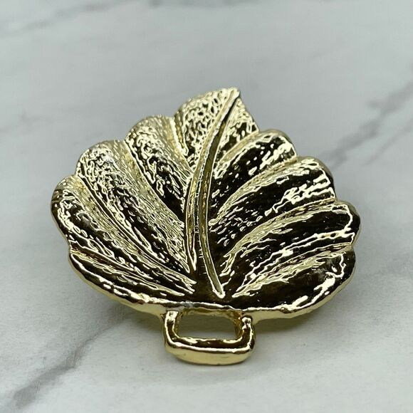Vintage Gold Tone Leaf Belt Buckle Piece - Picture 4 of 5